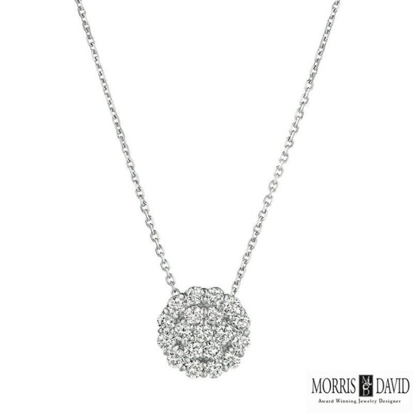 0.75 Carat Natural Diamond Necklace 14K White Gold G SI 18'' chain